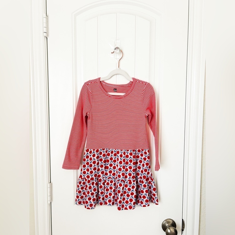 Tea Collection Girls Blush Blooms Tiered Dress Size 4